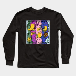 Forest of cats, yellow cat Long Sleeve T-Shirt